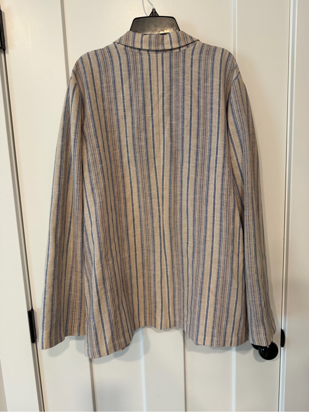 Norm Thompson Blue and Beige Striped Linen-Blend Blazer Women’s XL - Picture 6 of 6